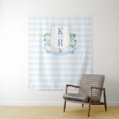 Elegantes Küstenhochzeitungs-Wappen Foto Hintergru Wandteppich (Beispiel)