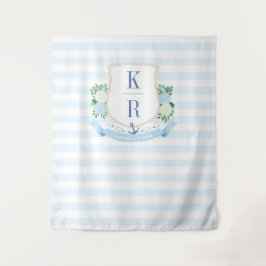 Elegantes Küstenhochzeitungs-Wappen Foto Hintergru Wandteppich