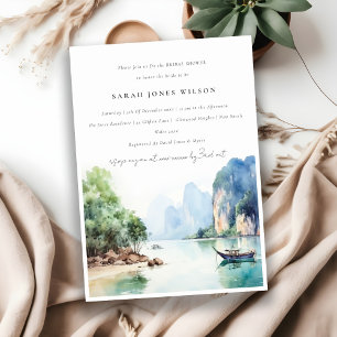 Elegantes Küstenland Thailand Seascape Brautparty Einladung