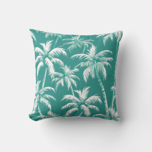 Elegantes Küstenpalmenmuster Teal-Tropendesign Kissen