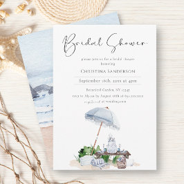 Elegantes Küstenstrand-Brautparty Save the Date Einladung