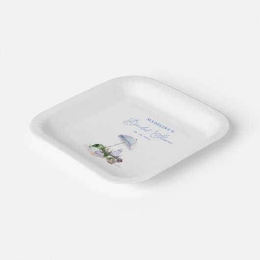 Elegantes Küstenstrand Picnic Brautparty Pappteller (Gewinkelt)