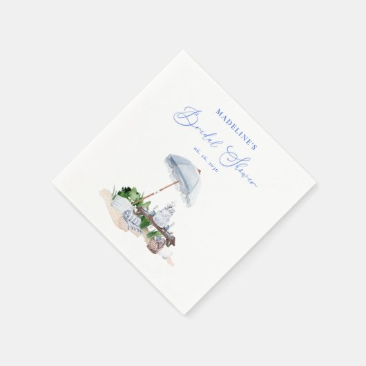 Elegantes Küstenstrand Picnic Brautparty Serviette (Ecke)