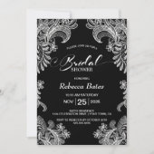 Elegantes Lace Black Brautparty Einladung (Vorderseite)