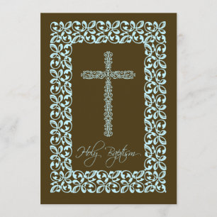 Elegantes Lace Cross Baby Holy Taufe-Tipp Einladung