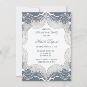 Elegantes Lace on Blue Wedding Brunch & Bubbly Einladung