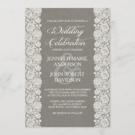 Elegantes Lace Vintage Hochzeit Einladung Grau