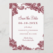 Elegantes Lace Wedding Verlobung Foto Red White Save The Date (Vorne/Hinten)
