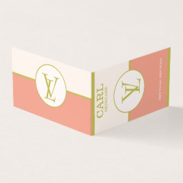 Elegantes Lachs Rosa Doppelmonogramm Visitenkarten