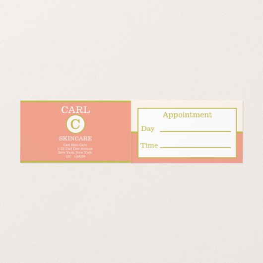 Elegantes Lachs Rosa Doppelmonogramm Visitenkarten (Innenseite Aufgefaltet)