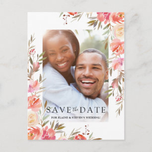 Elegantes Lachs Rosa Foto Save the Date Ankündigungspostkarte