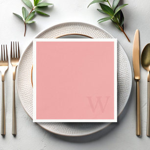 Elegantes Lachs rosa Monogramm Papier Napkins Serviette