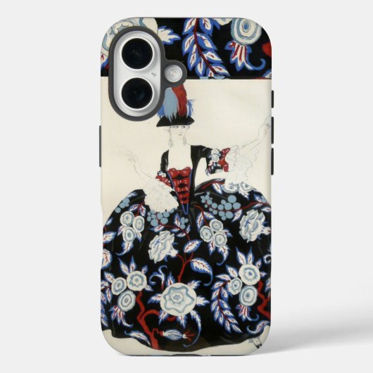 ELEGANTES LADY FLORAL DRUCK MIT SCHWARZ-WEISSEN BL Case-Mate iPhone HÜLLE (Rückseite)
