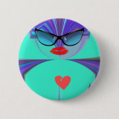 Elegantes Lady Portrait: Ein buntes Kunstwerk Button (Vorderseite)
