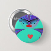 Elegantes Lady Portrait: Ein buntes Kunstwerk Button (Vorne & Hinten)