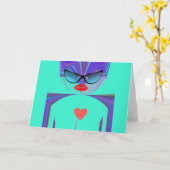 Elegantes Lady Portrait: Ein buntes Kunstwerk Karte (Gelbe Blume)