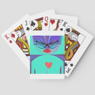 Elegantes Lady Portrait: Ein buntes Kunstwerk Spielkarten