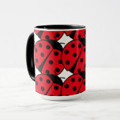 Elegantes Ladybug-rotes schwarzes Muster Tasse (Vorderseite Links)