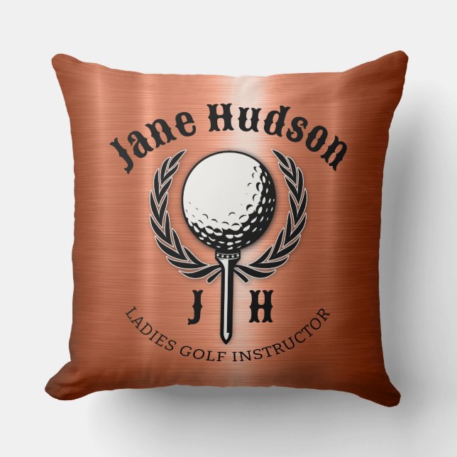 Elegantes Ladys Golf Monogram Design Kissen (Vorderseite)