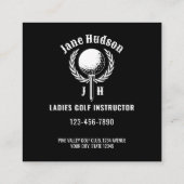 Elegantes Ladys Golf Monogram Design Quadratische Visitenkarte (Rückseite)