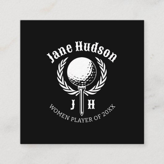 Elegantes Ladys Golf Monogram Design Quadratische Visitenkarte (Vorderseite)