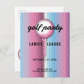 Elegantes Ladys Golf Party Design Einladungspostkarte (Vorne/Hinten)
