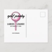 Elegantes Ladys Golf Party Design Einladungspostkarte (Rückseite)