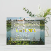 Elegantes Lake House Ankündigung Datum freihalten (Stehend Vorderseite)