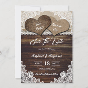 Elegantes Land Zwei Herzen Blumenzwiebelhochzeit Save The Date