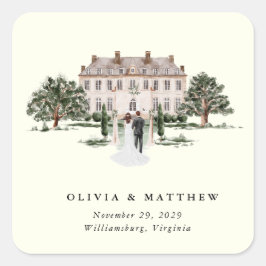 Elegantes Landgut | Ranch Country Wedding Quadratischer Aufkleber