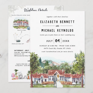 Elegantes Landhaus Illustriertes Hochzeitswochen Einladung