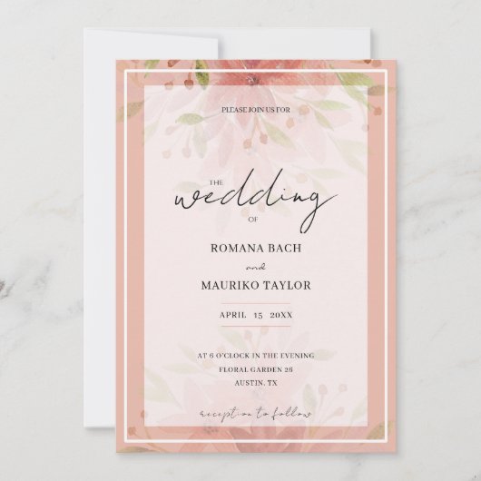 Elegantes Landhaus Peach Piazza della Riforma Einladung (Vorderseite)