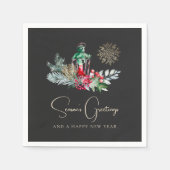 Elegantes Lantern Modernes Minimalistisches Weihna Serviette (Vorderseite)