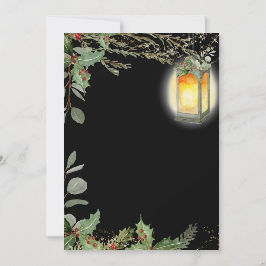 Elegantes Lantern Winter Schwarzes Weihnachtsfest Einladung (Rückseite)