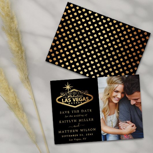 Elegantes Las Vegas Hochzeit in Urlaubsort Foto Save The Date