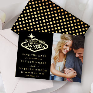 Elegantes Las Vegas Hochzeitsfoto Save The Date Ec Folieneinladung