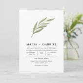 Elegantes Laub. Moderne Hochzeit Einladung (Stehend Vorderseite)