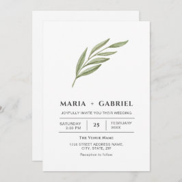Elegantes Laub. Moderne Hochzeit Einladung