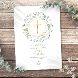 Elegantes Laurel Garland Beerdigung Gold Cross Dankeskarte