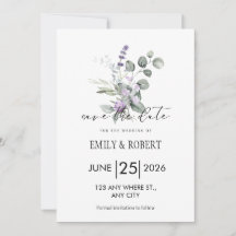 Elegantes Lavendel-Blumen-Minimalist-Save-the-Date