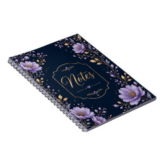 Elegantes Lavendel-Blüten-Notizbuch Notizblock