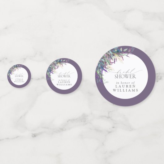 Elegantes Lavendel-Brautparty Konfetti (Vorderseiten)