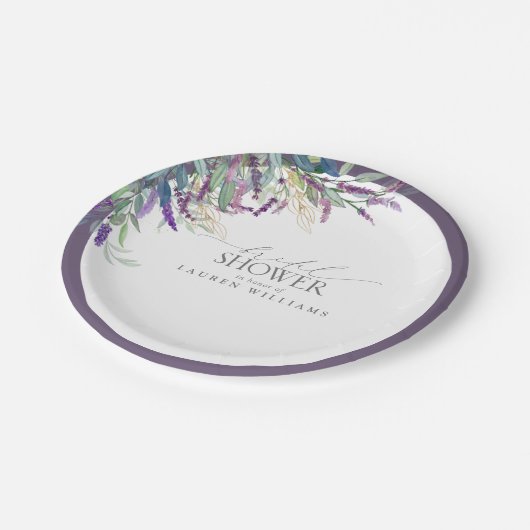 Elegantes Lavendel-Brautparty Pappteller (Schrägansicht)
