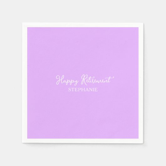 Elegantes Lavendel Glücklicher Ruhestand Serviette (Vorderseite)