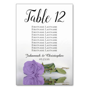 Elegantes Lavendel Lila Rose Seating Chart Hochzei Tischnummer