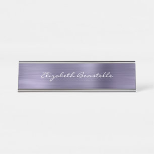 Elegantes Lavendel-Metall-Handschrift-Schild Schreibtischnamensplakette
