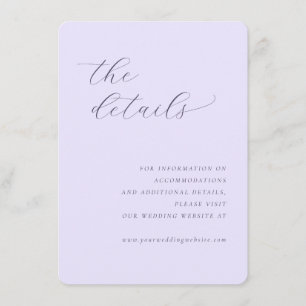 Elegantes Lavendel Minimalistische Kalligrafie Begleitkarte