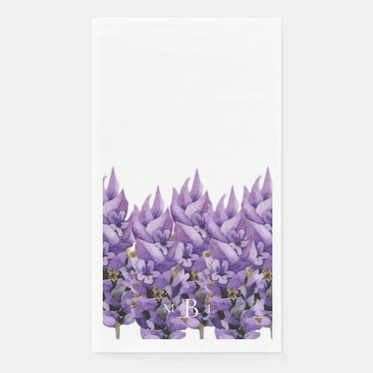 Elegantes Lavendel-Monogramm Serviette (Vorderseite)