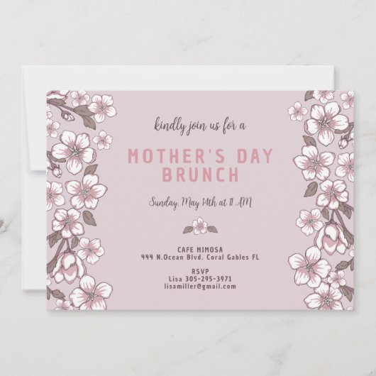 Elegantes Lavendel-Muttertagsbrunch Einladung (Vorderseite)