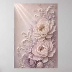 Elegantes Lavendel-Prägungsrosenmuster Poster